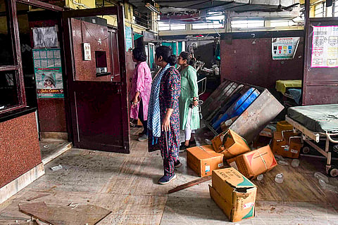 Kolkata doctor murder case: Unidentified miscreants vandalised a portion of the RG Kar Medical College and Hospital